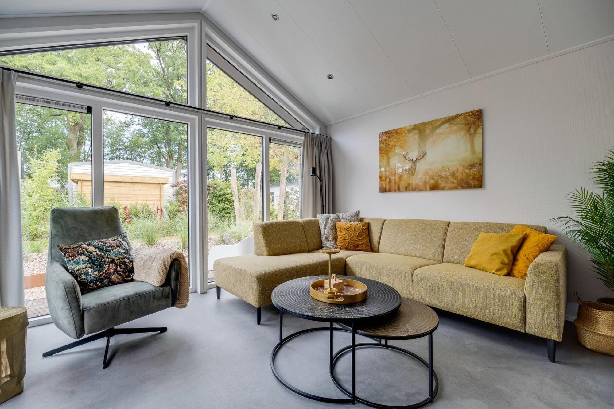 Modern Ingericht Chalet Op Groen Park Op De Veluwe エーペ エクステリア 写真