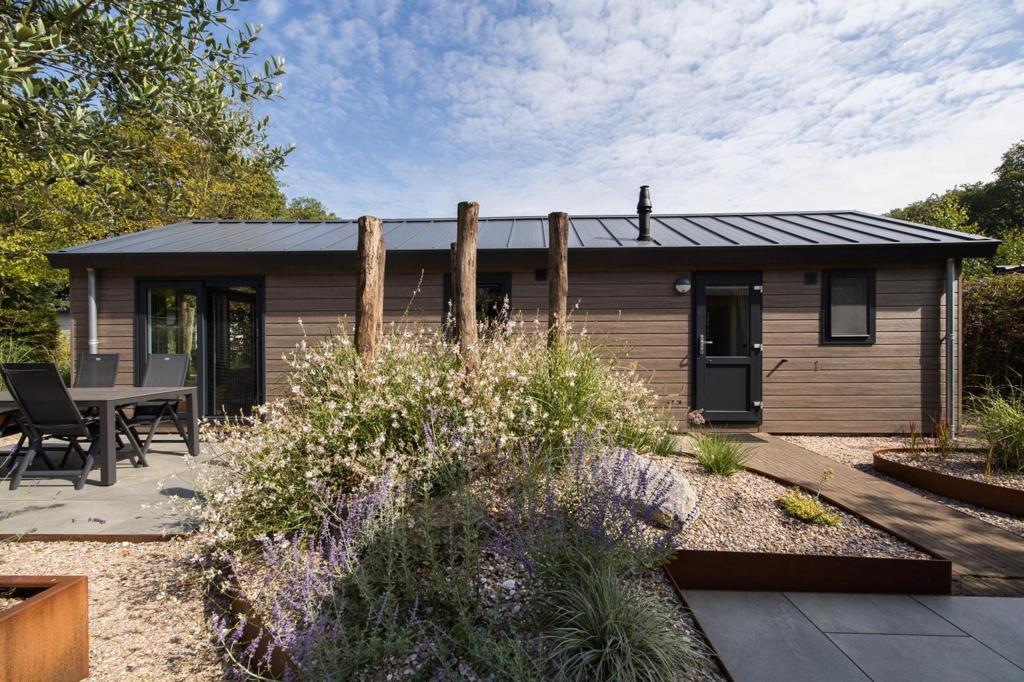 Modern Ingericht Chalet Op Groen Park Op De Veluwe エーペ エクステリア 写真
