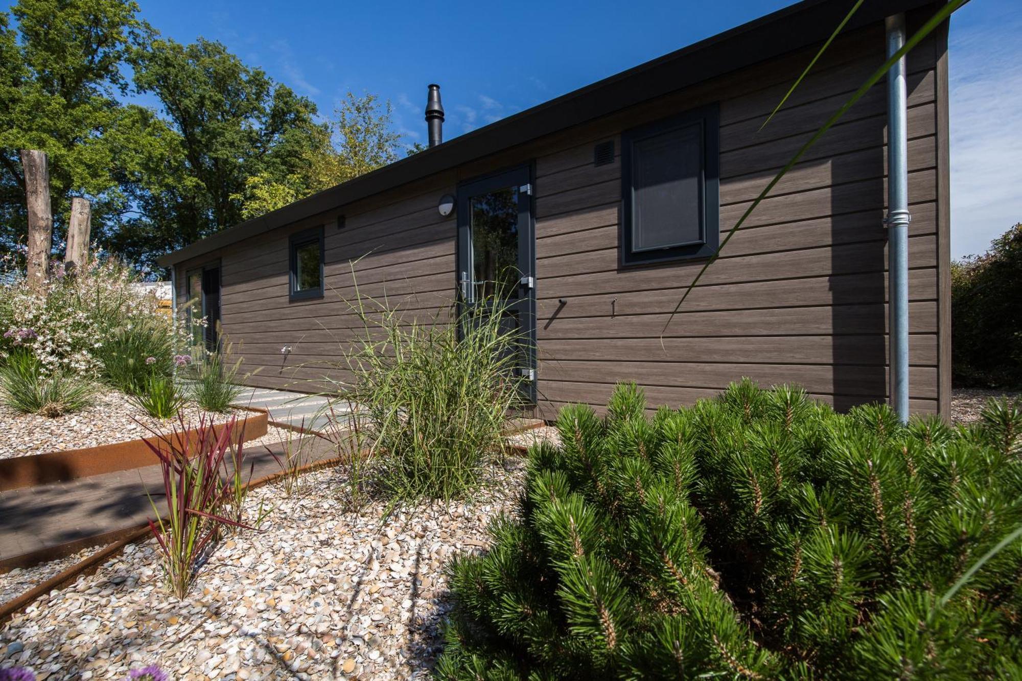Modern Ingericht Chalet Op Groen Park Op De Veluwe エーペ エクステリア 写真