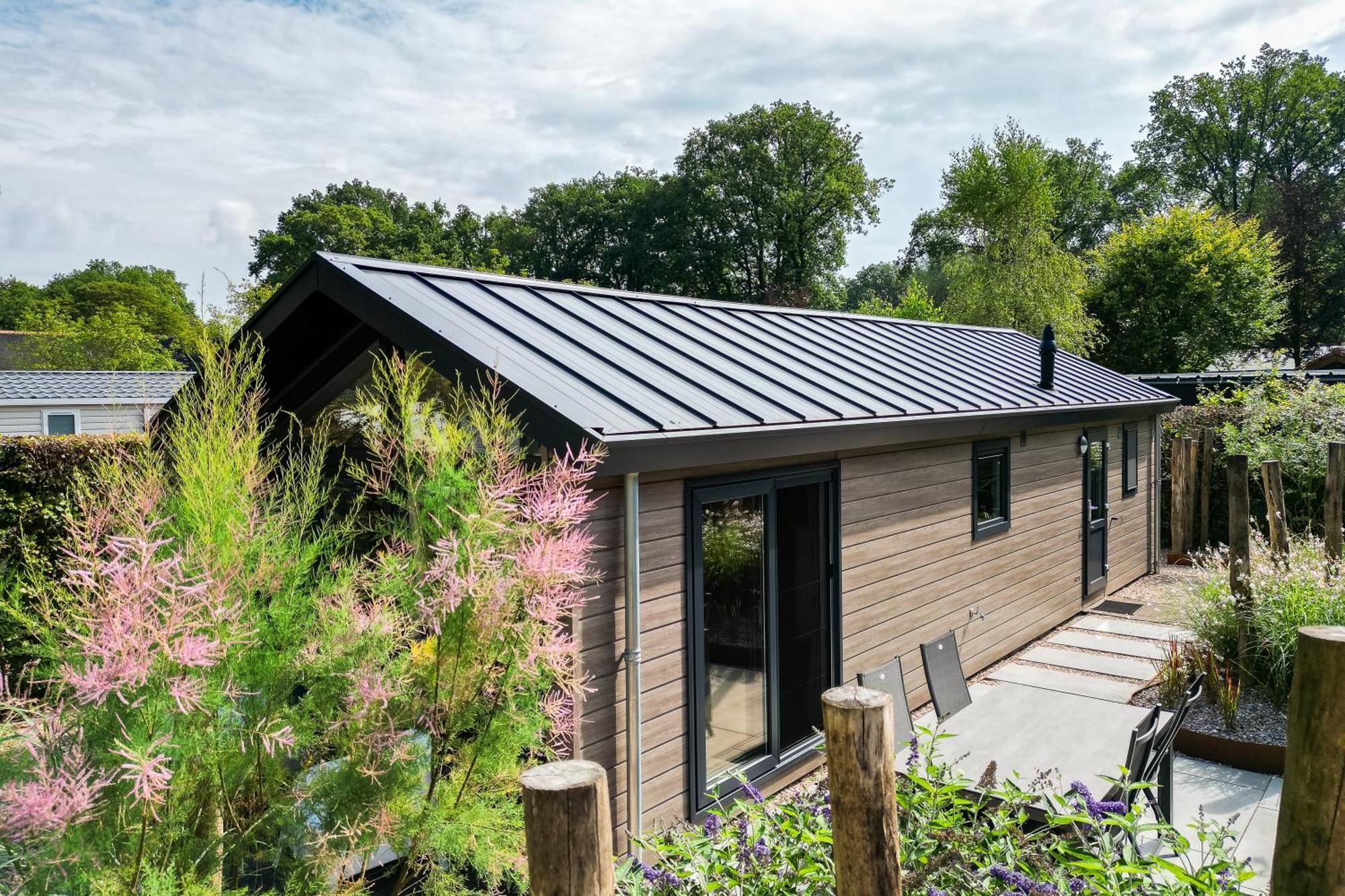 Modern Ingericht Chalet Op Groen Park Op De Veluwe エーペ エクステリア 写真