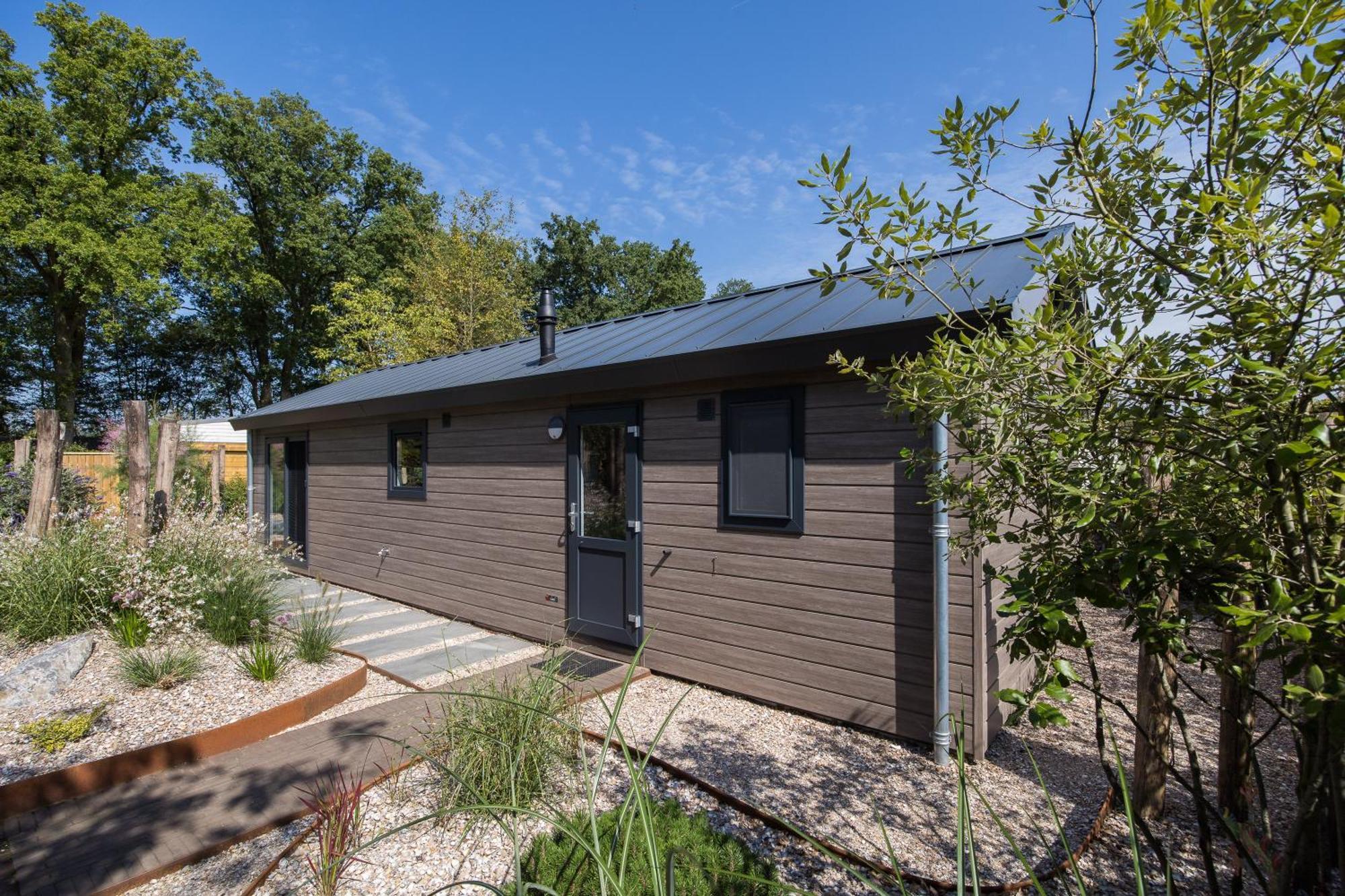 Modern Ingericht Chalet Op Groen Park Op De Veluwe エーペ エクステリア 写真