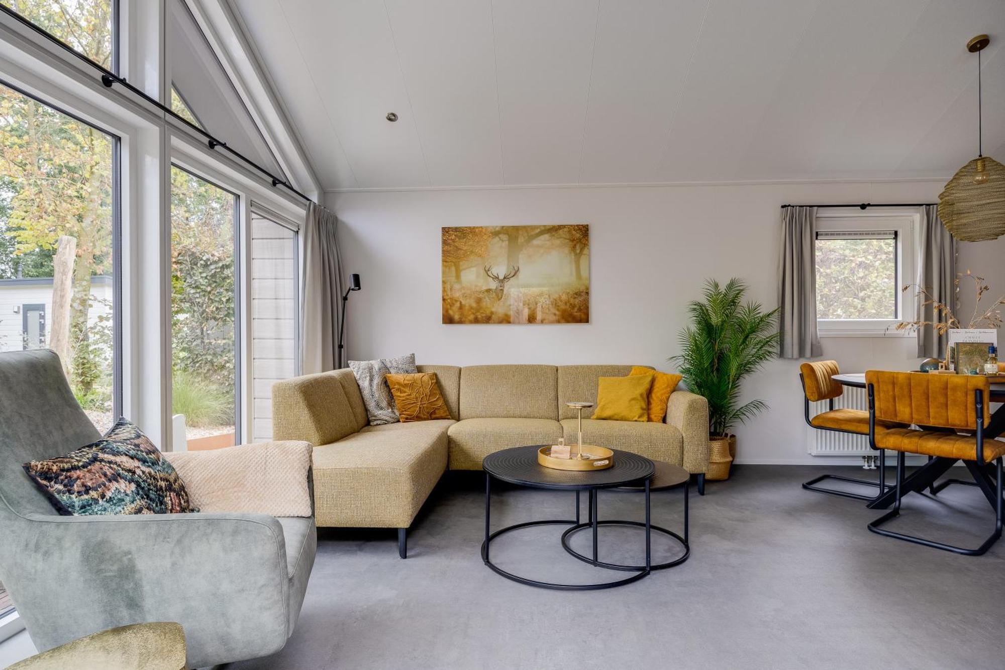 Modern Ingericht Chalet Op Groen Park Op De Veluwe エーペ エクステリア 写真